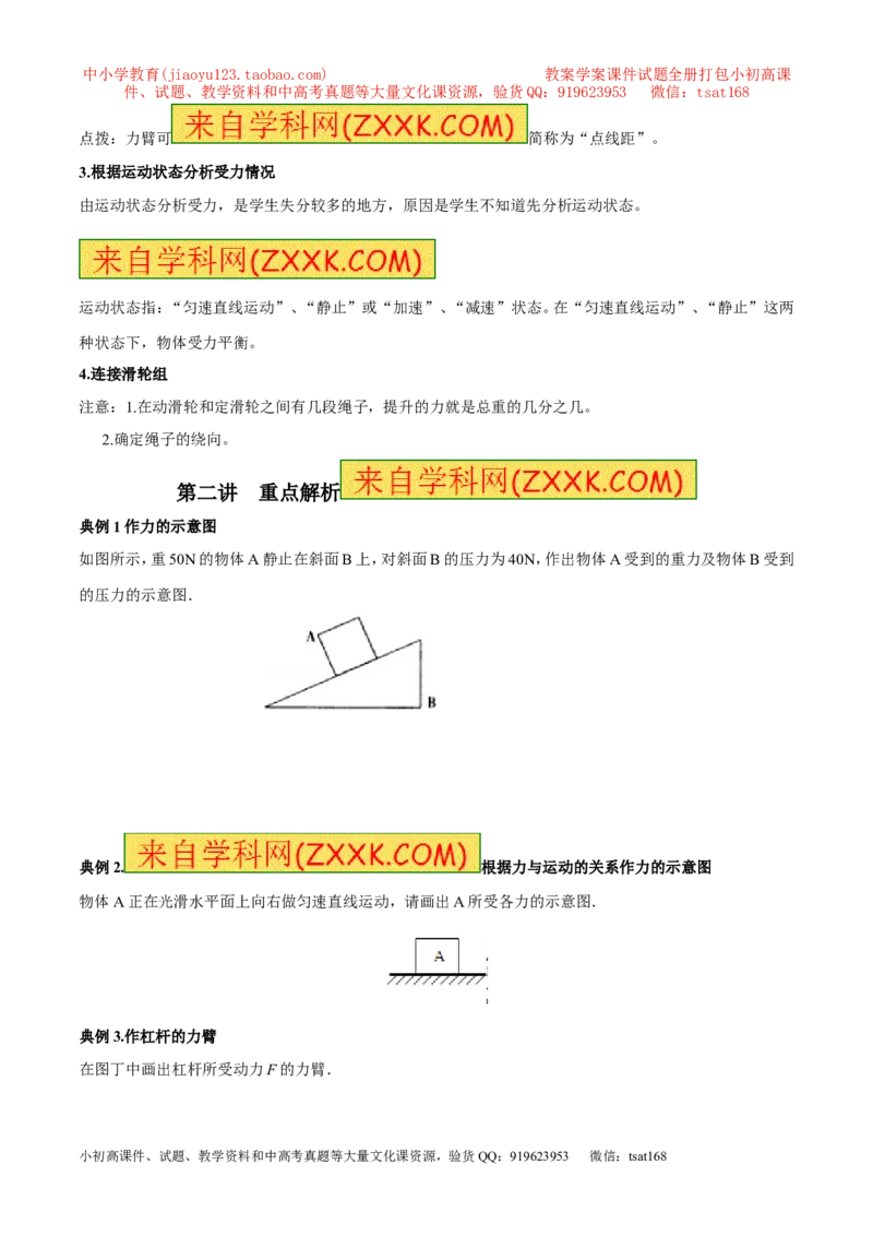 专题14力学作图（讲）-备战2016年中考物理二轮讲练测（原卷版）_初物_1初中物理_物理：备战2016年中考物理二轮复习讲练测132份