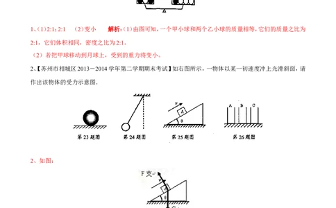 专题11重力（第02期）-2016年中考物理考点总动员系列（解析版）_初物_1初中物理_物理：2016年中考物理考点总动员系列全套打包150份
