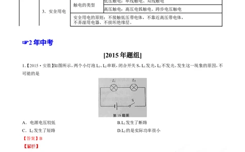 专题14电功率和电热安全用电-2年中考1年模拟备战2016年中考物理精品系列（各省统一命题专版）（解析版）_初物_1初中物理_物理：2年中考1年模拟备战2016年中考物理精品系列全套打包30份