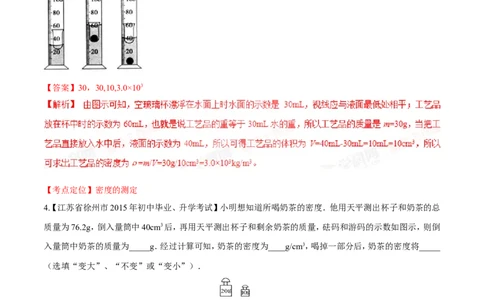 专题36密度的测定-2016年中考物理必备之微测试（解析版）_初物_1初中物理_物理：2016年中考物理必备之微测试打包130份