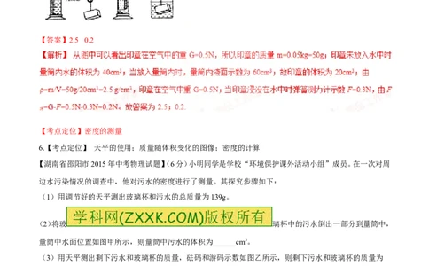 专题36密度的测定-2016年中考物理必备之微测试（解析版）_初物_1初中物理_物理：2016年中考物理必备之微测试打包130份