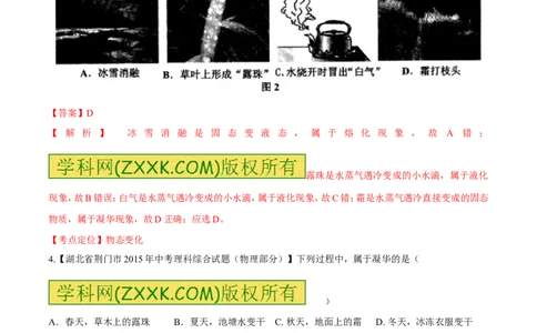 专题12物态变化---升华和凝华-2016年中考物理必备之微测试（解析版）_初物_1初中物理_物理：2016年中考物理必备之微测试打包130份