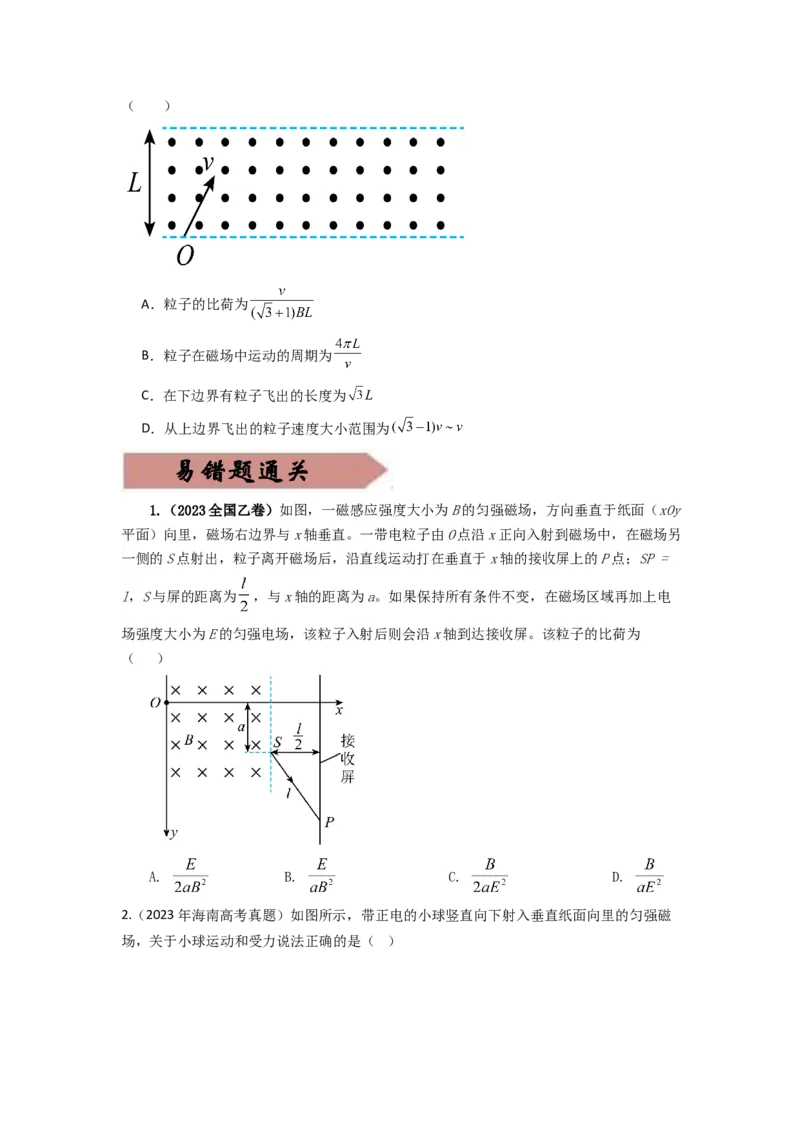 易错点11磁场-（4大陷阱）-备战2024年高考物理考试易错题（.原卷版）docx_04高考物理_新高考复习资料_2024新高考复习资料_专项复习资料_备战2024年高考物理考试易错题（新高考专用）