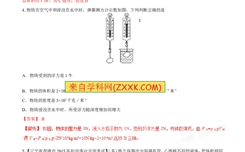 专题20浮力计算（练）-备战2016年中考物理二轮讲练测（解析版）_初物_1初中物理_物理：备战2016年中考物理二轮复习讲练测132份