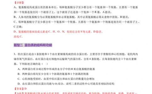 第04讲蛋白质和核酸（练习）（解析版）_新高考复习资料_2025年新高考资料_2025年高考生物一轮复习讲练测（新教材新高考）