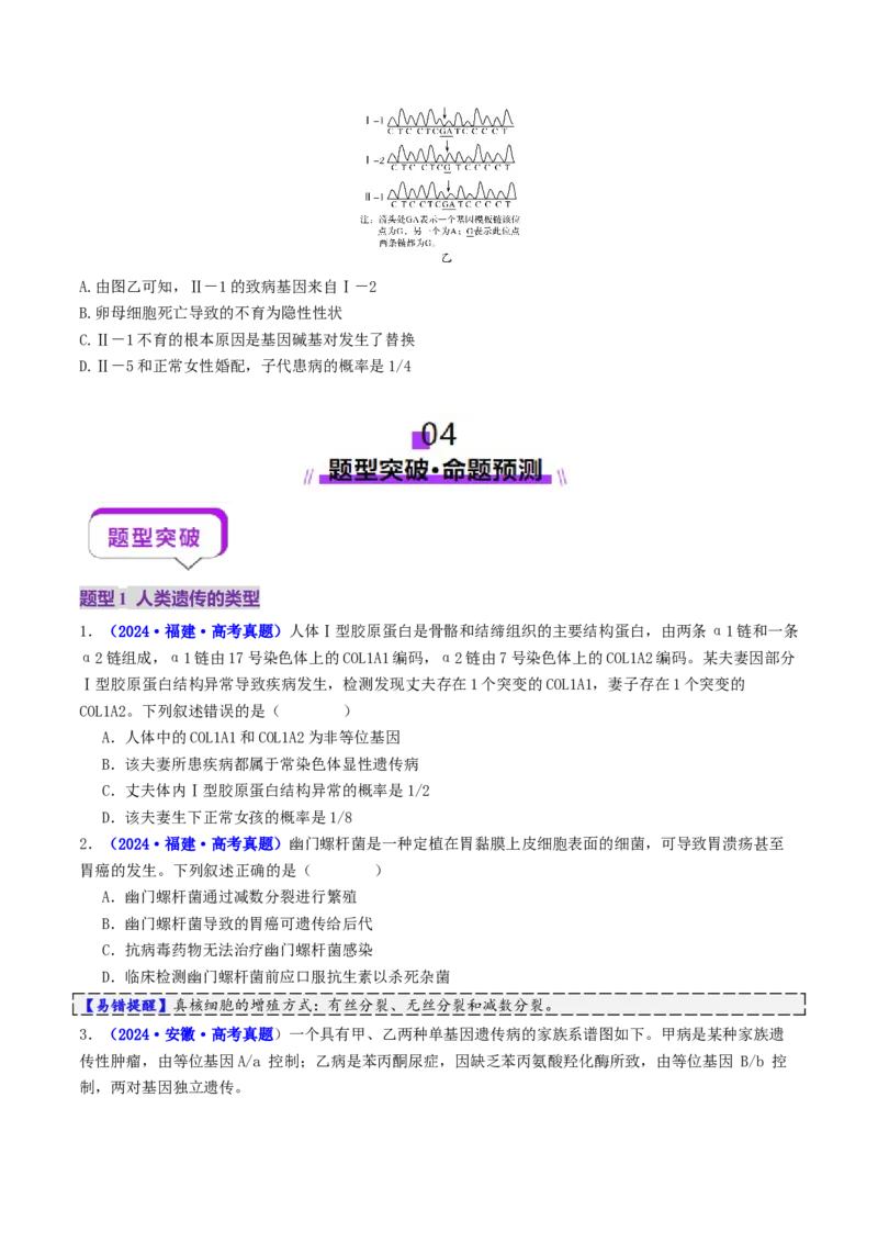 第08讲伴性遗传和人类遗传病（讲义）（原卷版）(1)_2025年新高考资料_二轮复习_01高考语文等多个文件_上好课2025年高考生物二轮复习讲练测（新高考通用）