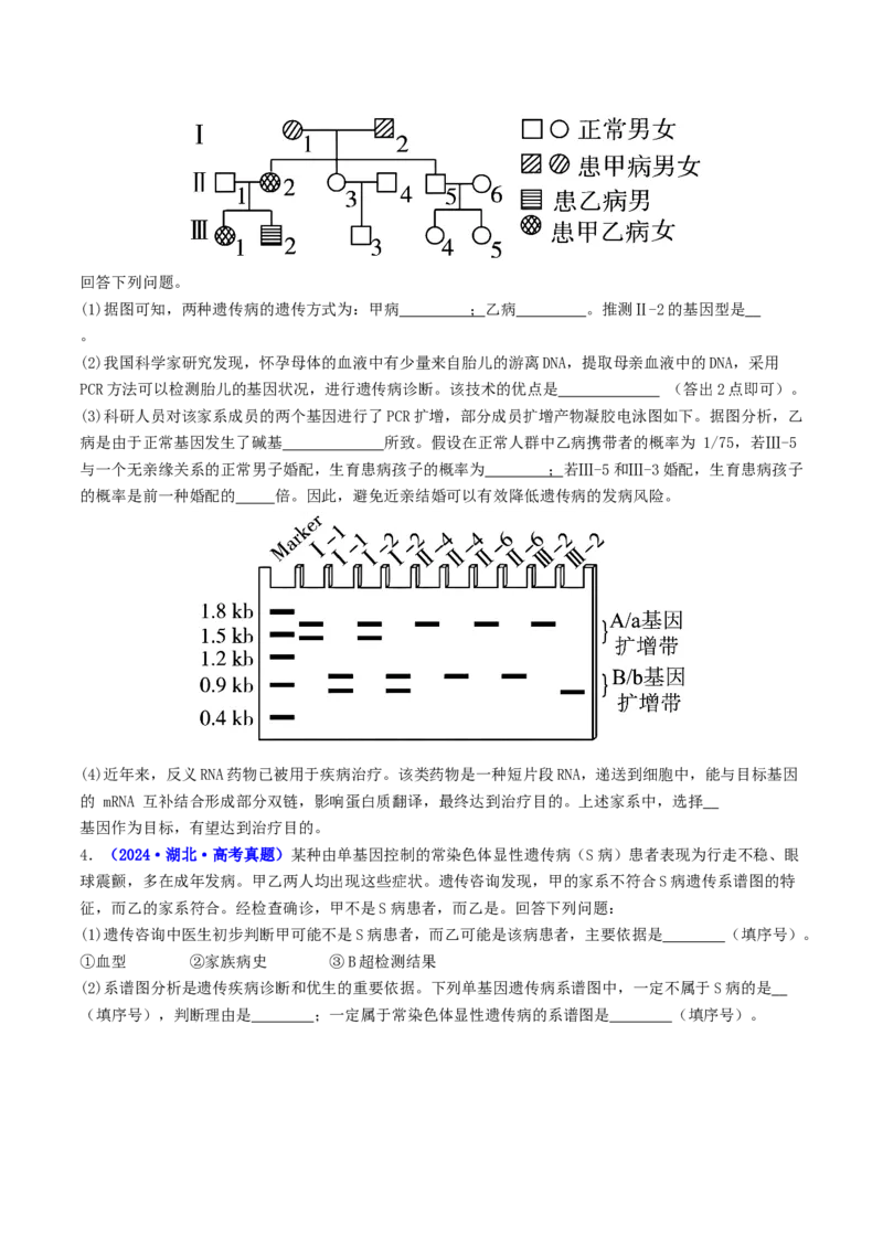 第08讲伴性遗传和人类遗传病（讲义）（原卷版）(1)_2025年新高考资料_二轮复习_01高考语文等多个文件_上好课2025年高考生物二轮复习讲练测（新高考通用）