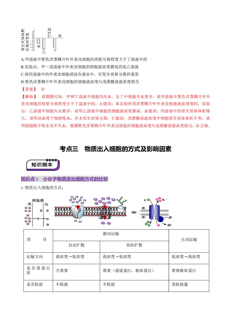 第07讲物质运输（讲义）（解析版）_新高考复习资料_2025年新高考资料_2025年高考生物一轮复习讲练测（新教材新高考）