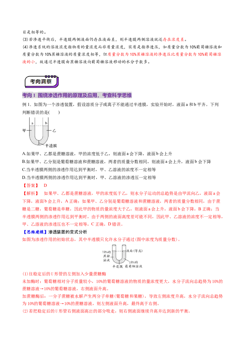 第07讲物质运输（讲义）（解析版）_新高考复习资料_2025年新高考资料_2025年高考生物一轮复习讲练测（新教材新高考）