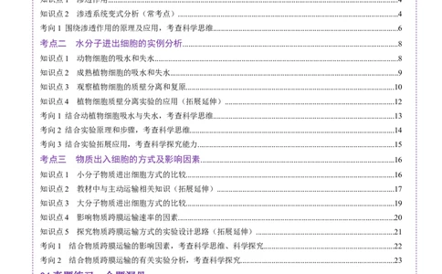第07讲物质运输（讲义）（解析版）_新高考复习资料_2025年新高考资料_2025年高考生物一轮复习讲练测（新教材新高考）