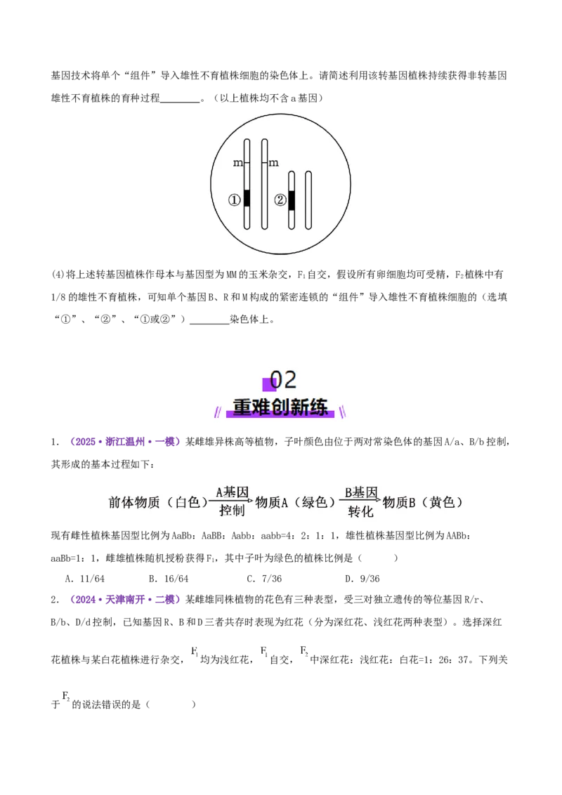 第07讲基因的分离定律和自由组合定律（专项训练，3大题型）（原卷版）_2025年新高考资料_二轮复习_上好课2025年高考生物二轮复习讲练测（新高考通用）3380526