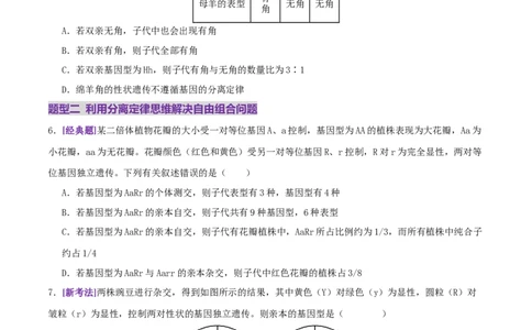 第07讲基因的分离定律和自由组合定律（专项训练，3大题型）（原卷版）_2025年新高考资料_二轮复习_上好课2025年高考生物二轮复习讲练测（新高考通用）3380526