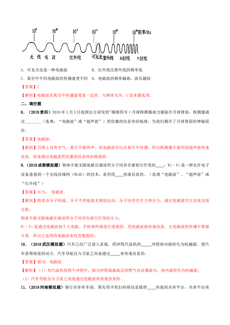 专题21.2电磁波的海洋（解析版）_初物_人教版初中物理初二三教案讲义专项练习八九年级电子版word资料_最新人教版初中物理初三全册_04（人教版）初中物理同步讲练九年级全册