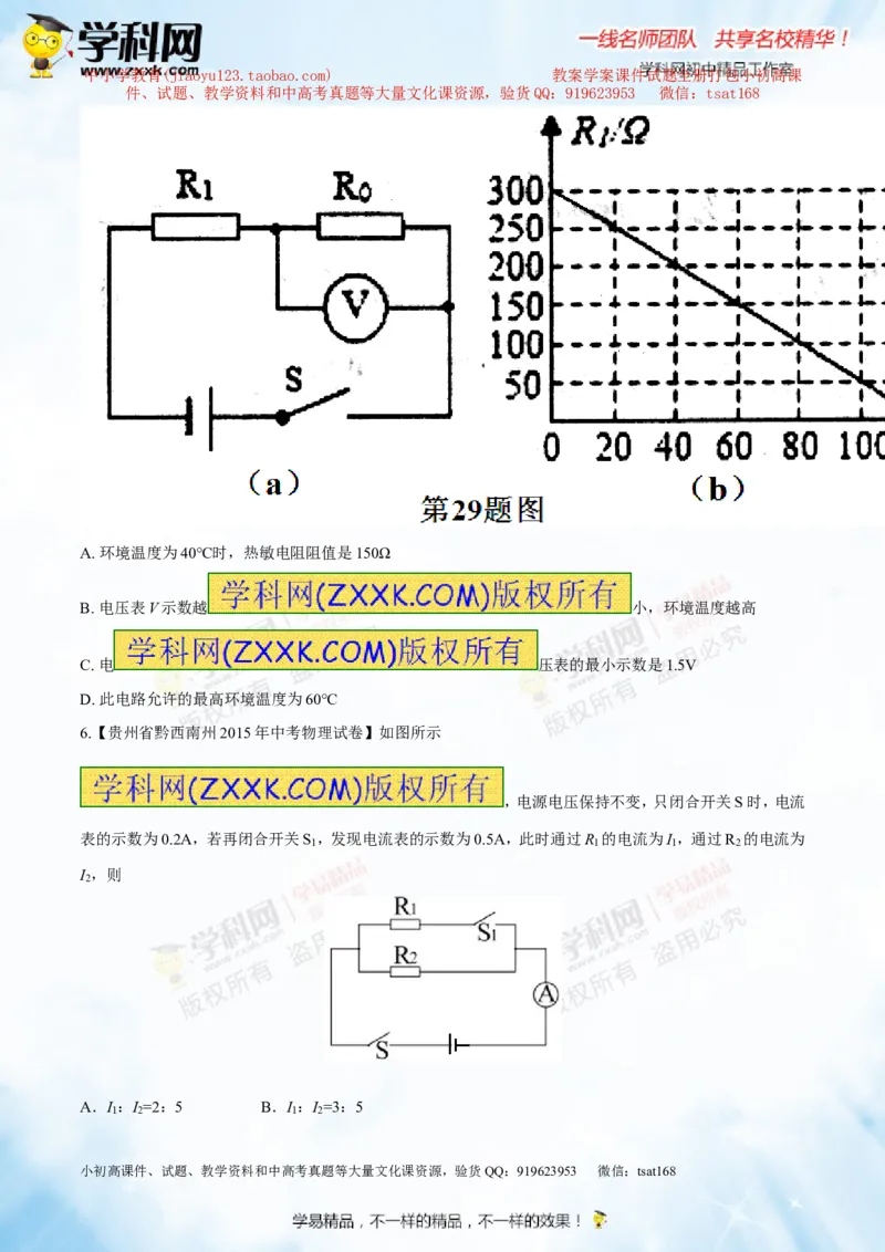 专题13.2欧姆定律（测试）-2016年中考物理一轮复习讲练测课课通（原卷版）_初物_1初中物理_物理：2016年中考物理一轮复习讲练测课课通全套打包116份