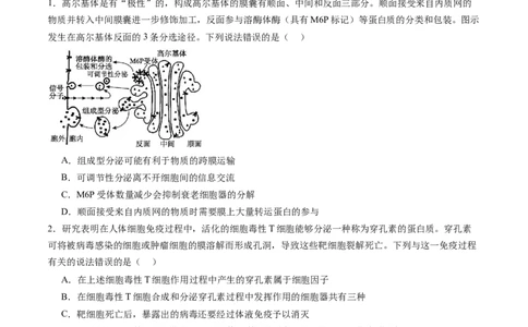 第05讲细胞膜和细胞核（练习）（原卷版）_2025年新高考资料_一轮复习_2025年高考生物一轮复习讲练测（新教材新高考）