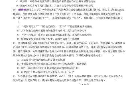 第02讲细胞的基本结构、功能与物质进出细胞的方式（练习）（原卷版）_2025年新高考资料_二轮复习_01高考语文等多个文件_上好课2025年高考生物二轮复习讲练测（新高考通用）