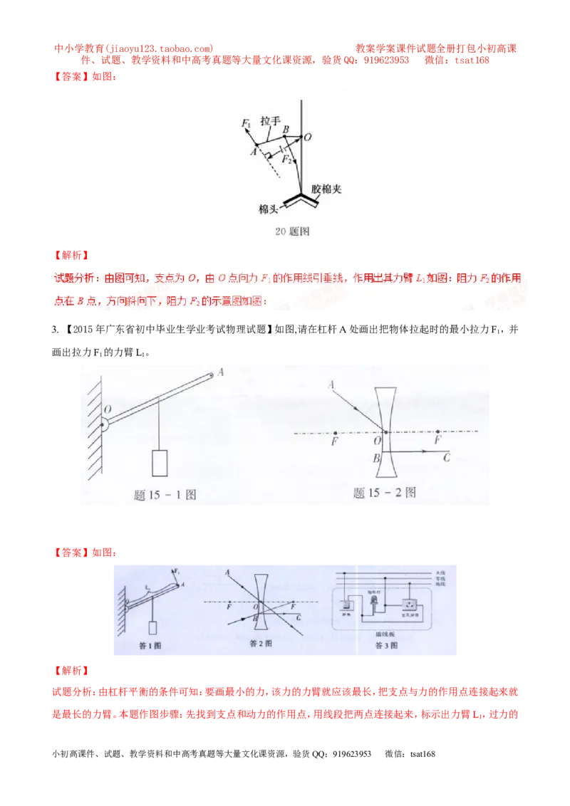 专题14力学作图（讲）-备战2016年中考物理二轮讲练测（解析版）_初物_1初中物理_物理：备战2016年中考物理二轮复习讲练测132份