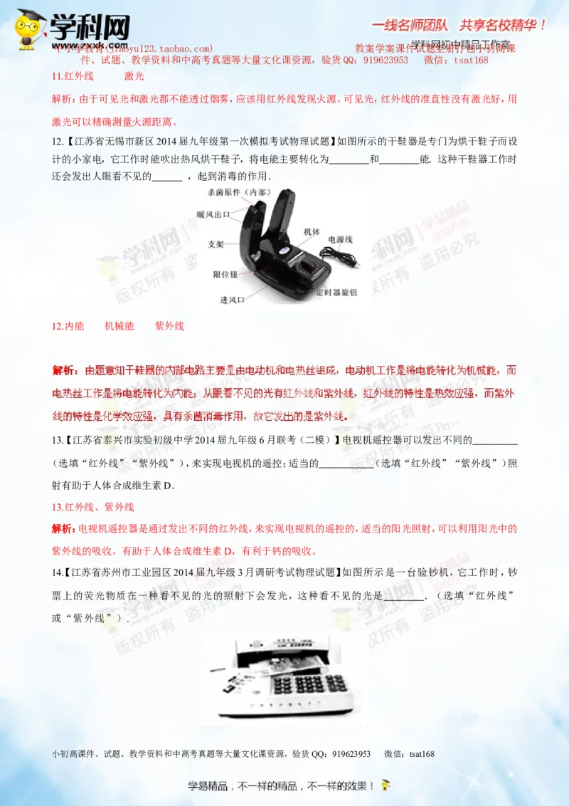 专题2.2光的色散和物体的颜色看不见的光（测试）-2016年中考物理一轮复习讲练测课课通（解析版）_初物_1初中物理_物理：2016年中考物理一轮复习讲练测课课通全套打包116份