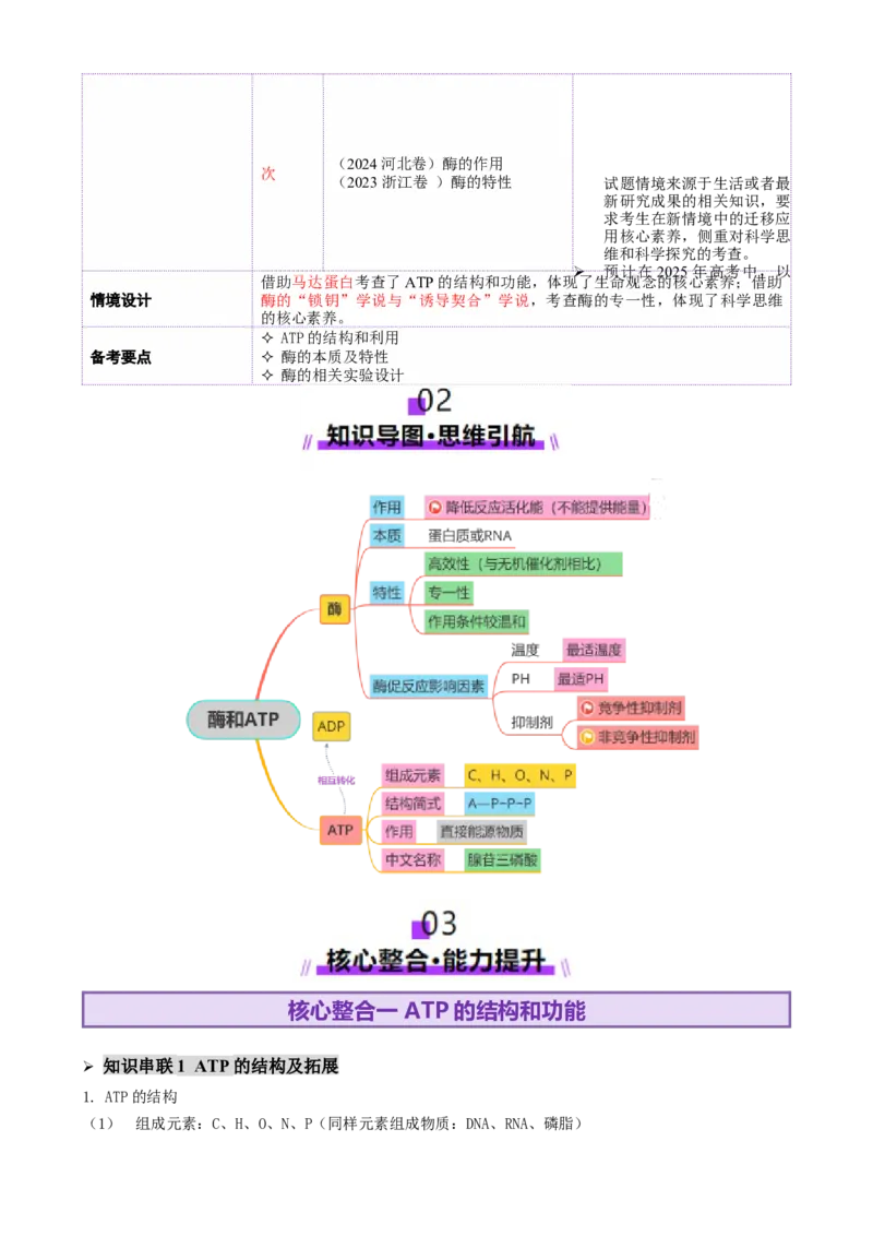 第03讲ATP和酶（讲义）（原卷版）_2025年新高考资料_二轮复习_01高考语文等多个文件_上好课2025年高考生物二轮复习讲练测（新高考通用）