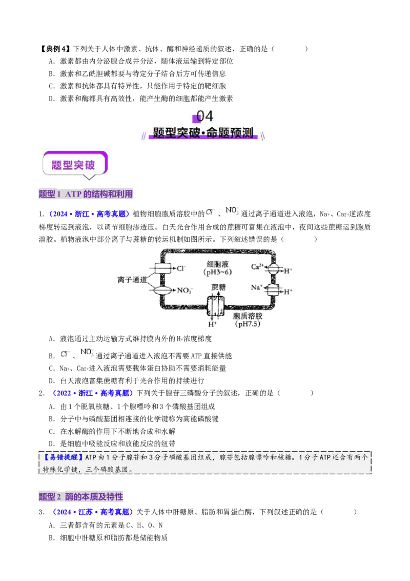 第03讲ATP和酶（讲义）（原卷版）_2025年新高考资料_二轮复习_01高考语文等多个文件_上好课2025年高考生物二轮复习讲练测（新高考通用）