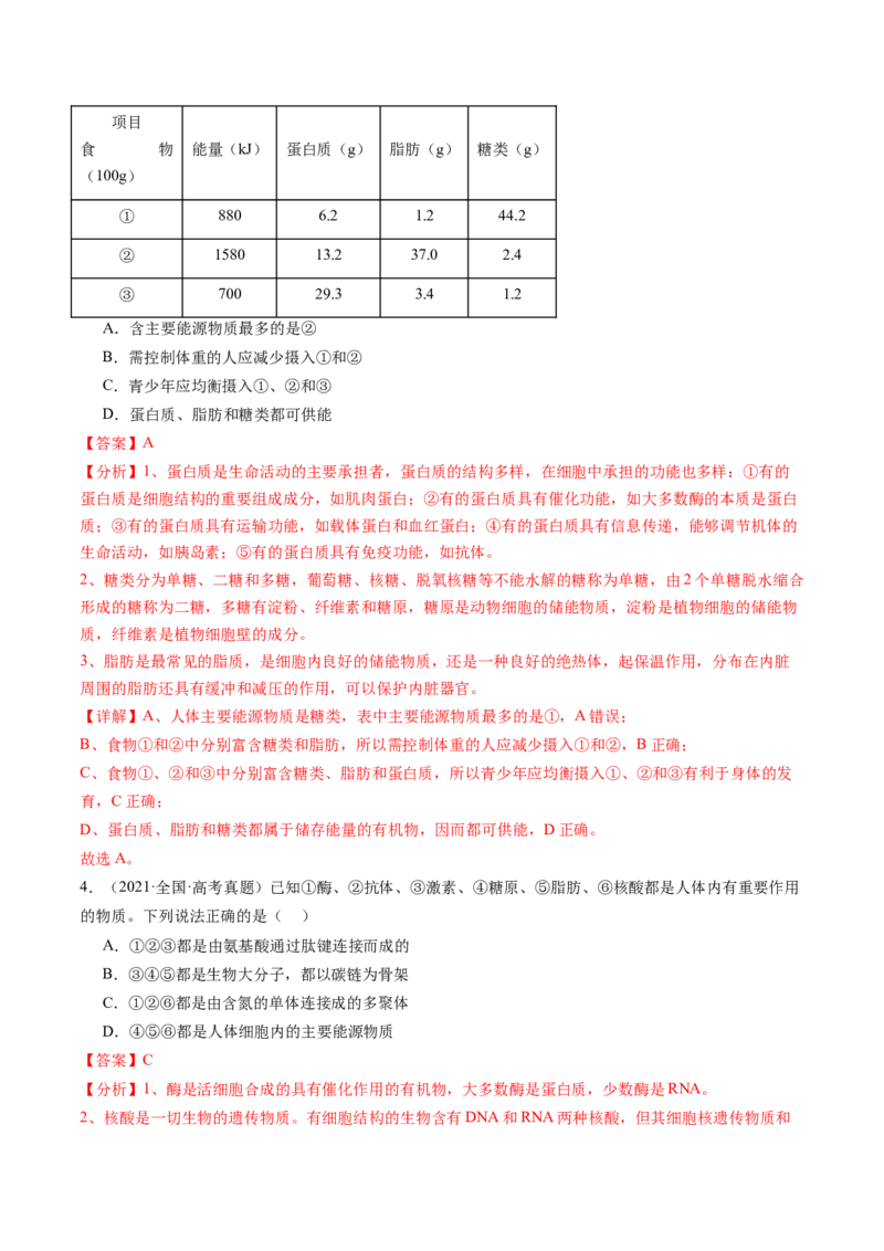 第04讲蛋白质和核酸（练习）（解析版）_2025年新高考资料_一轮复习_2025年高考生物一轮复习讲练测（新教材新高考）