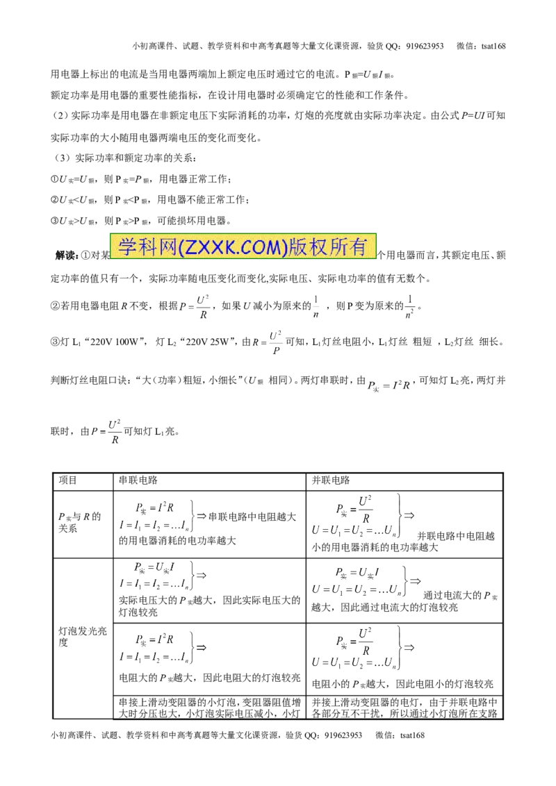 专题13.3电功率和电热安全用电（讲练）-2017年中考物理一轮复习讲练测课课通（解析版）_初物_1初中物理_物理：2017年中考物理一轮复习讲练测课课通全套打包115份
