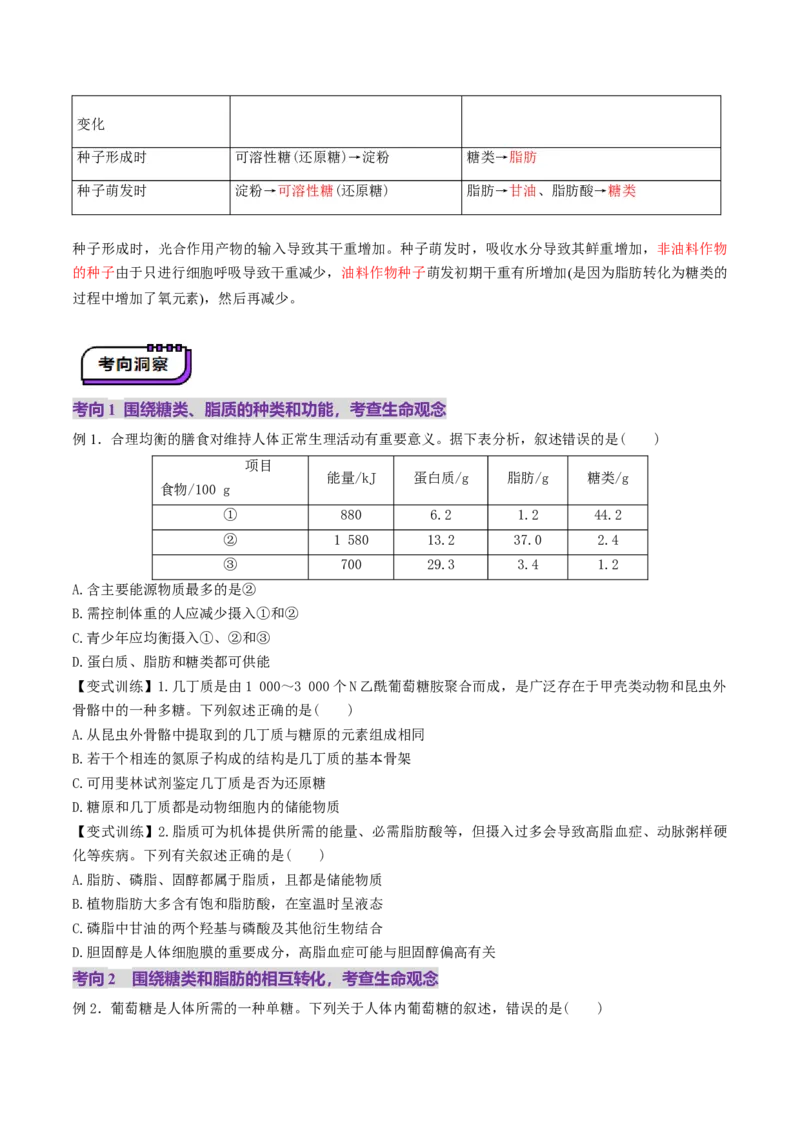 第03讲糖类和脂质（讲义）（原卷版）_2025年新高考资料_一轮复习_2025年高考生物一轮复习讲练测（新教材新高考）