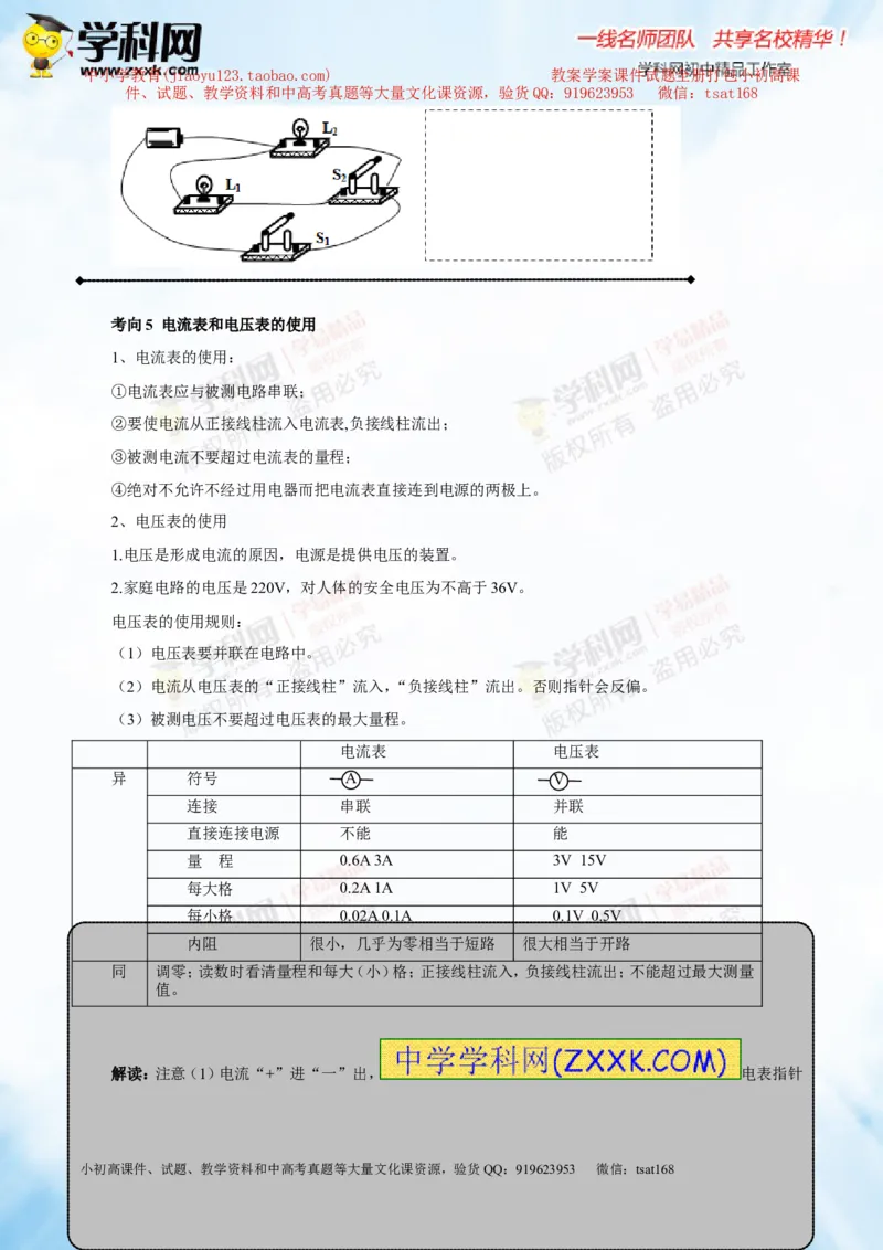 专题13.1电路电流电压电阻（讲练）-2016年中考物理一轮复习讲练测课课通（原卷版）_初物_1初中物理_物理：2016年中考物理一轮复习讲练测课课通全套打包116份