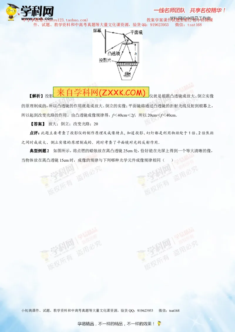 专题3.2透镜的应用（讲练）-2016年中考物理一轮复习讲练测课课通（解析版）_初物_1初中物理_物理：2016年中考物理一轮复习讲练测课课通全套打包116份