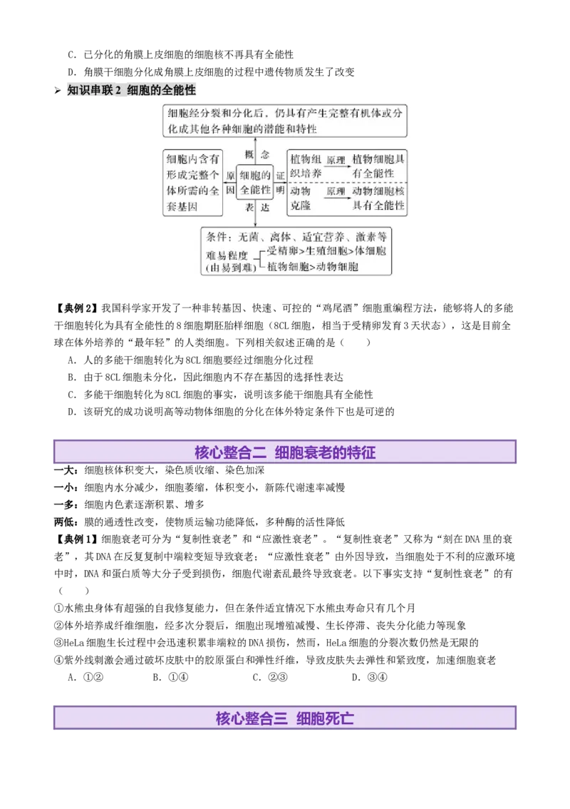第06讲细胞的分化、衰老、死亡和癌变（讲义）（原卷版）_2025年新高考资料_二轮复习_上好课2025年高考生物二轮复习讲练测（新高考通用）3380526