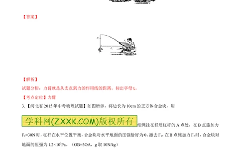专题14力学作图（练）-备战2016年中考物理二轮讲练测（解析版）_初物_1初中物理_物理：备战2016年中考物理二轮复习讲练测132份