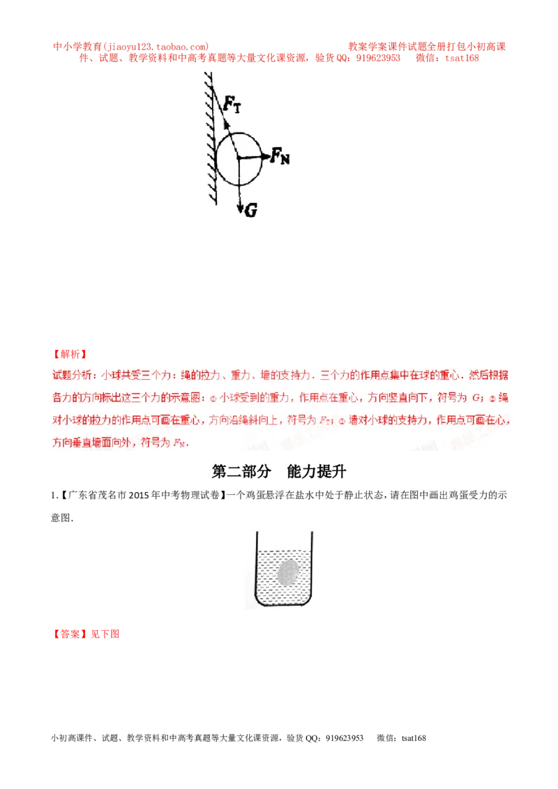 专题14力学作图（练）-备战2016年中考物理二轮讲练测（解析版）_初物_1初中物理_物理：备战2016年中考物理二轮复习讲练测132份