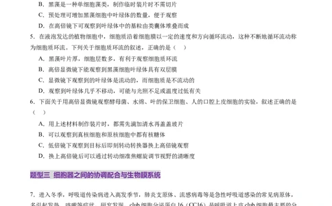 第06讲细胞器和生物膜系统（练习）（原卷版）_2025年新高考资料_一轮复习_2025年高考生物一轮复习讲练测（新教材新高考）