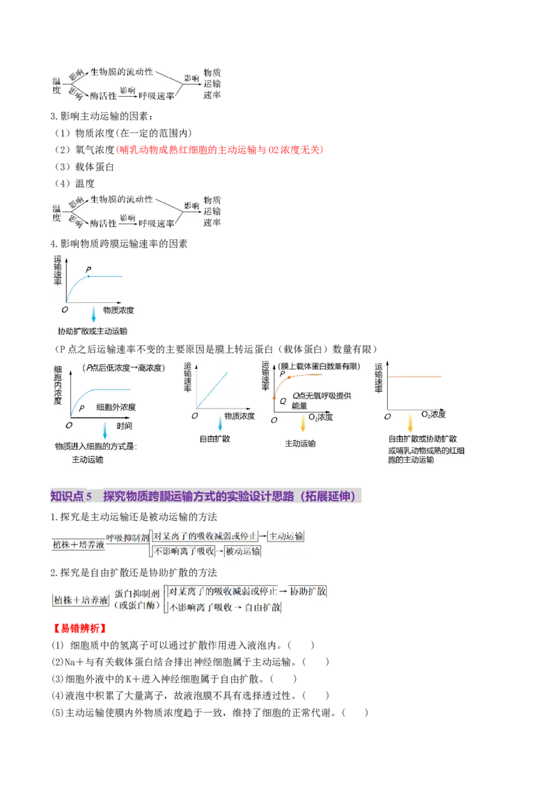 第07讲物质运输（讲义）（原卷版）_2025年新高考资料_一轮复习_2025年高考生物一轮复习讲练测（新教材新高考）