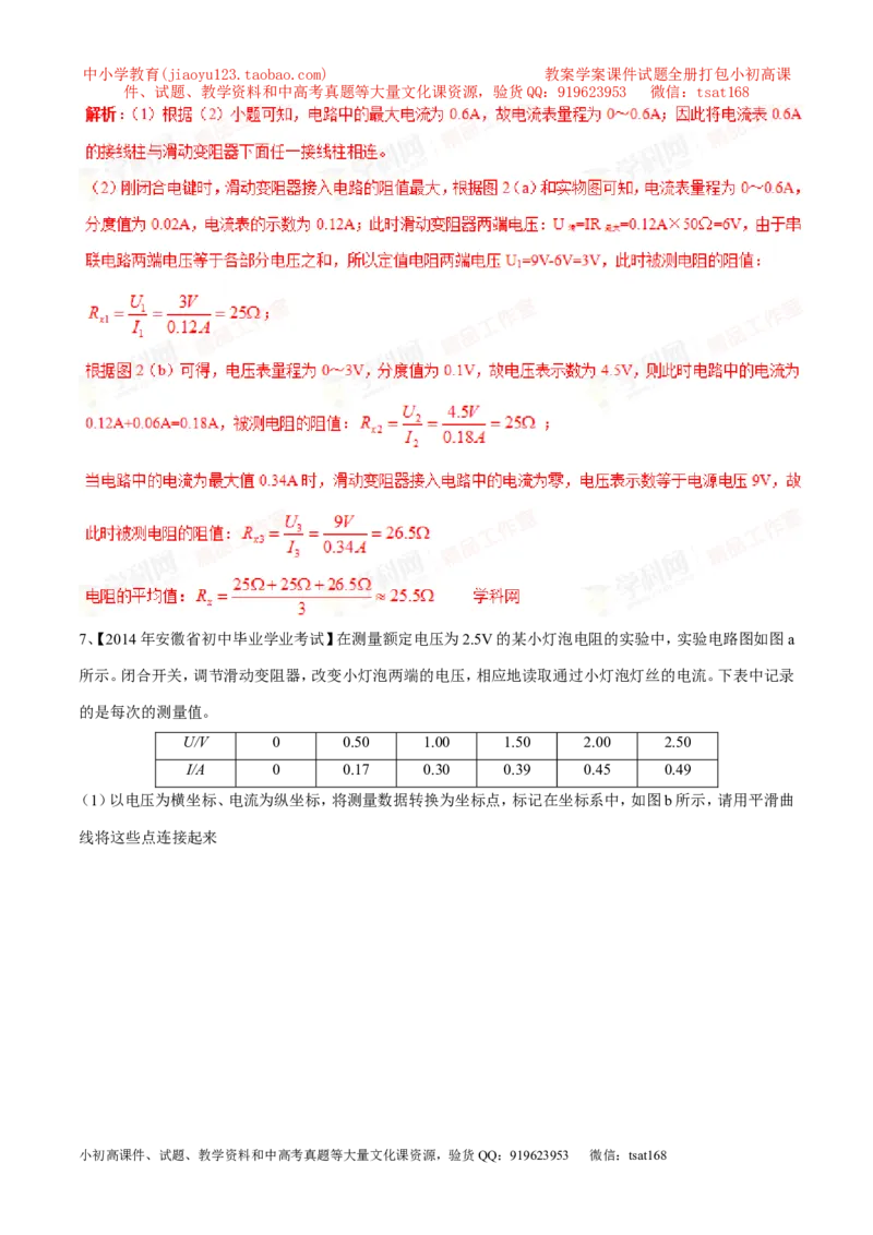 专题15测量电阻（第04期）-2016年中考物理考点总动员系列（解析版）_初物_1初中物理_物理：2016年中考物理考点总动员系列全套打包150份