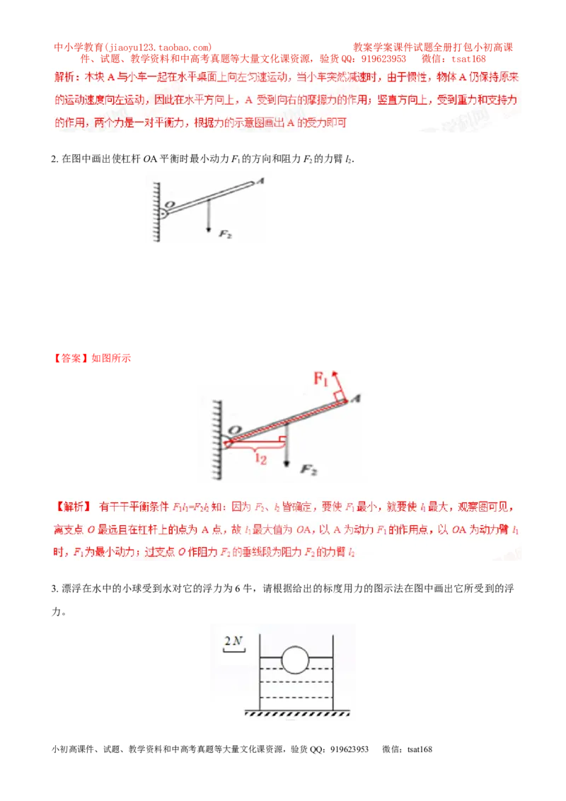 专题14力学作图（测）-备战2016年中考物理二轮讲练测（解析版）_初物_1初中物理_物理：备战2016年中考物理二轮复习讲练测132份