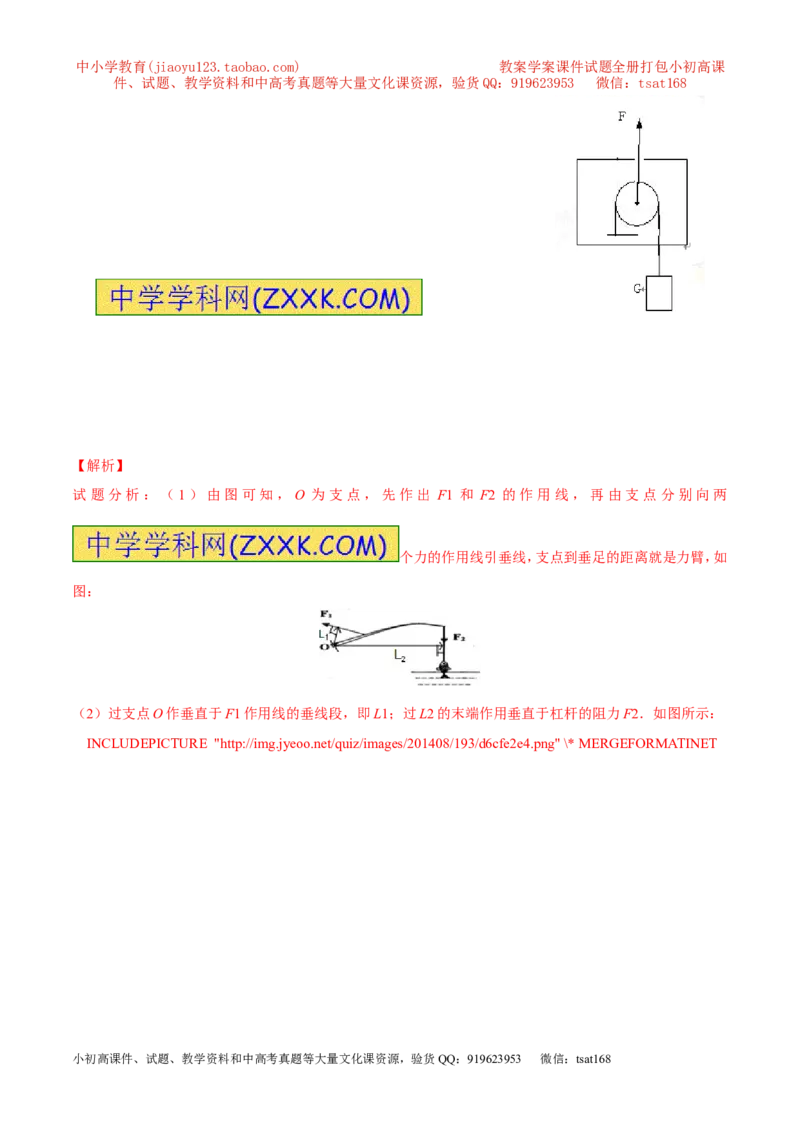 专题14力学作图（测）-备战2016年中考物理二轮讲练测（解析版）_初物_1初中物理_物理：备战2016年中考物理二轮复习讲练测132份