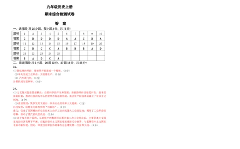 05.九年级上册历史期末检测题_初中全科电子版试卷练习试题_历史_历史人教版9上试卷_部编人教版历史9年级上期末试卷17份