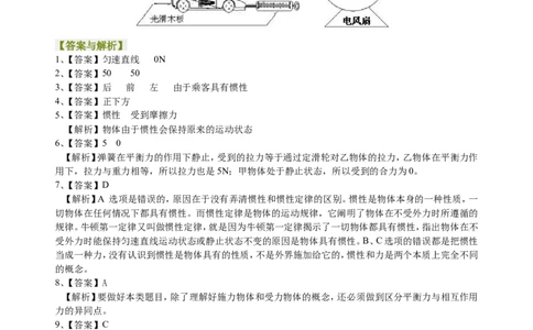 中考总复习：牛顿第一定律二力平衡（提高）巩固练习_初物_1初中物理_4中考物理总复习_15总复习：牛顿第一定律二力平衡（提高）