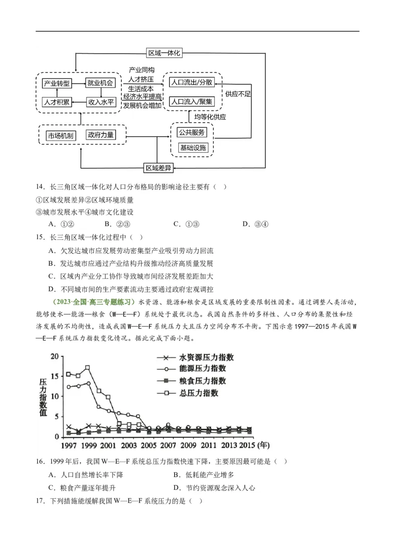 1.1区域与区域发展（练习）-备战2024年高考地理一轮复习考点帮（新高考专用）（原卷版）_新高考复习资料_2024年新高考复习资料_一轮复习资料_第四部分区域发展