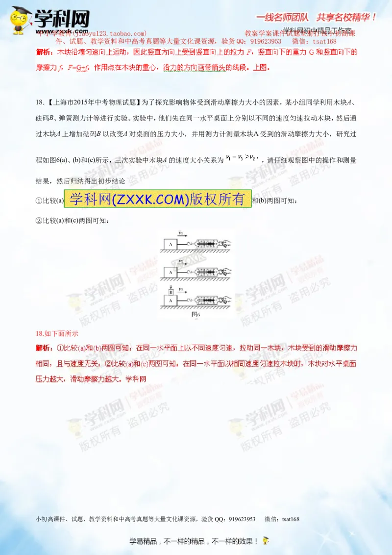专题5.2二力平衡摩擦力（测试）-2016年中考物理一轮复习讲练测课课通（解析版）_初物_1初中物理_物理：2016年中考物理一轮复习讲练测课课通全套打包116份