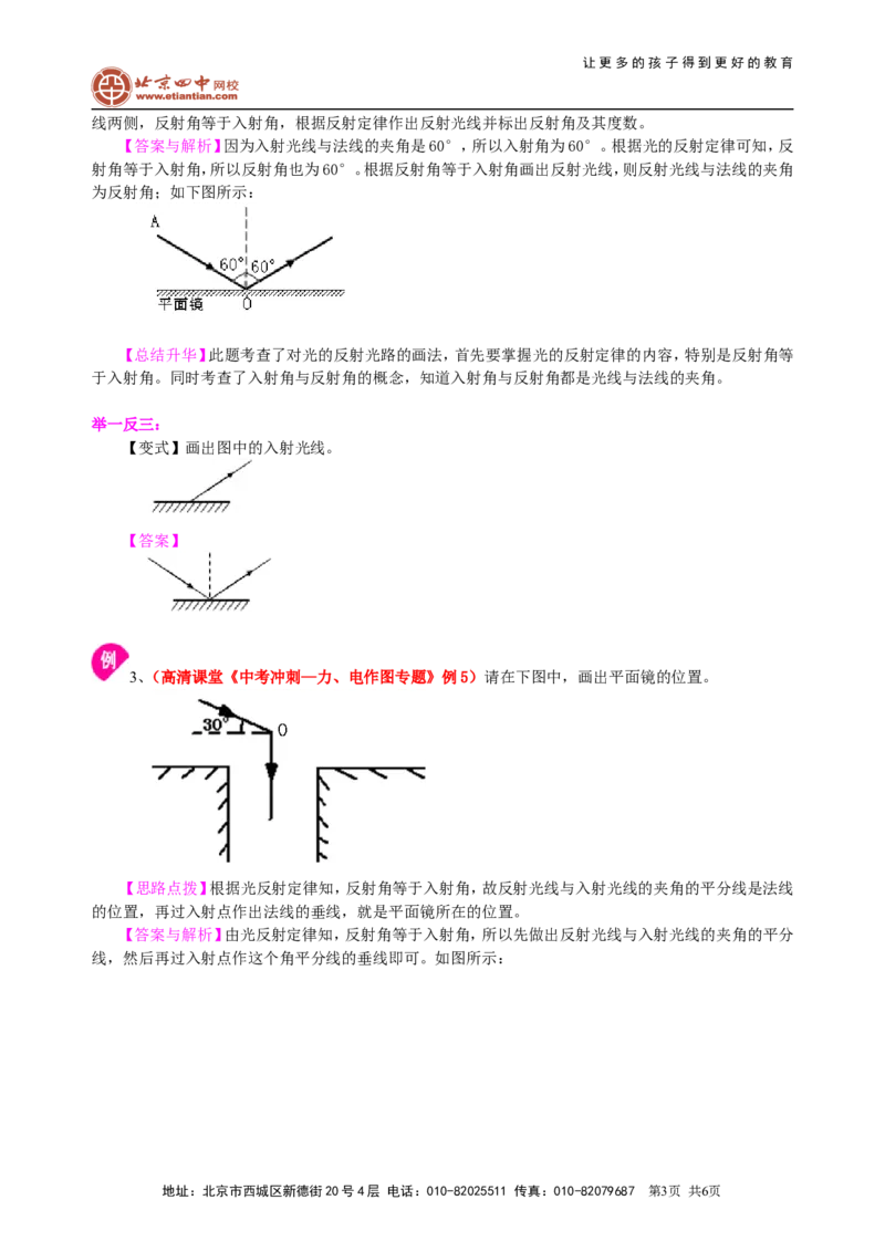 中考冲刺：光学作图专题（基础）知识讲解_初物_1初中物理_4中考物理总复习_48中考冲刺：光学作图专题（基础）