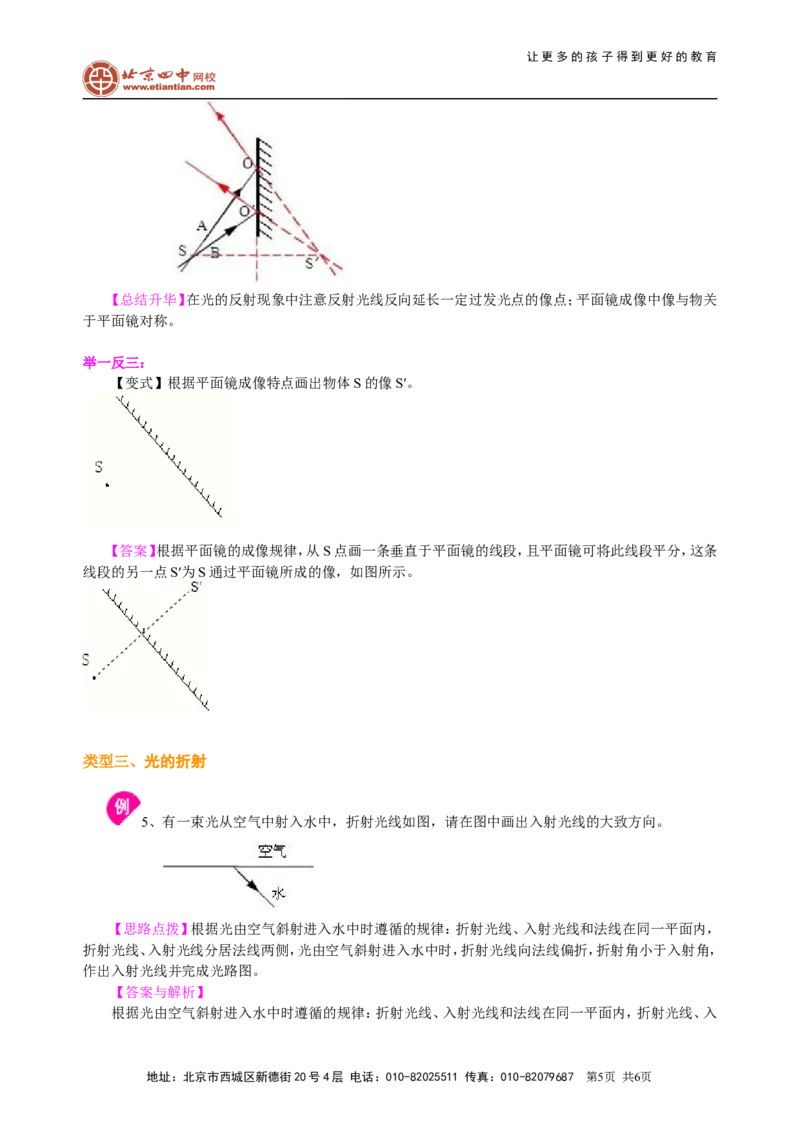 中考冲刺：光学作图专题（基础）知识讲解_初物_1初中物理_4中考物理总复习_48中考冲刺：光学作图专题（基础）