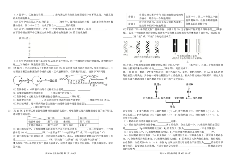 2024级第二次月考试生物试题_2025年05月试卷_0530四川省南充市高级中学2024-2025学年高一下学期5月月考试题