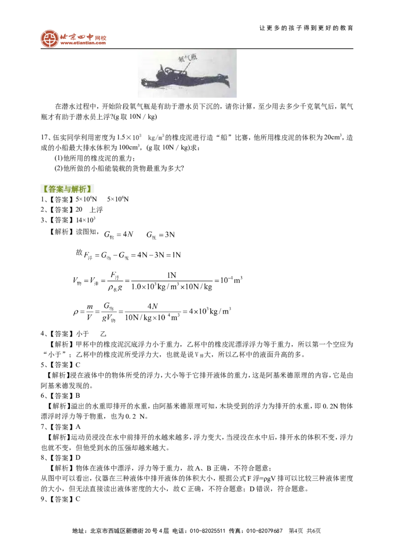 中考总复习：浮力（基础）巩固练习_初物_1初中物理_4中考物理总复习_18总复习：浮力（基础）