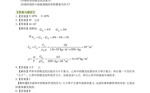 中考总复习：浮力（基础）巩固练习_初物_1初中物理_4中考物理总复习_18总复习：浮力（基础）