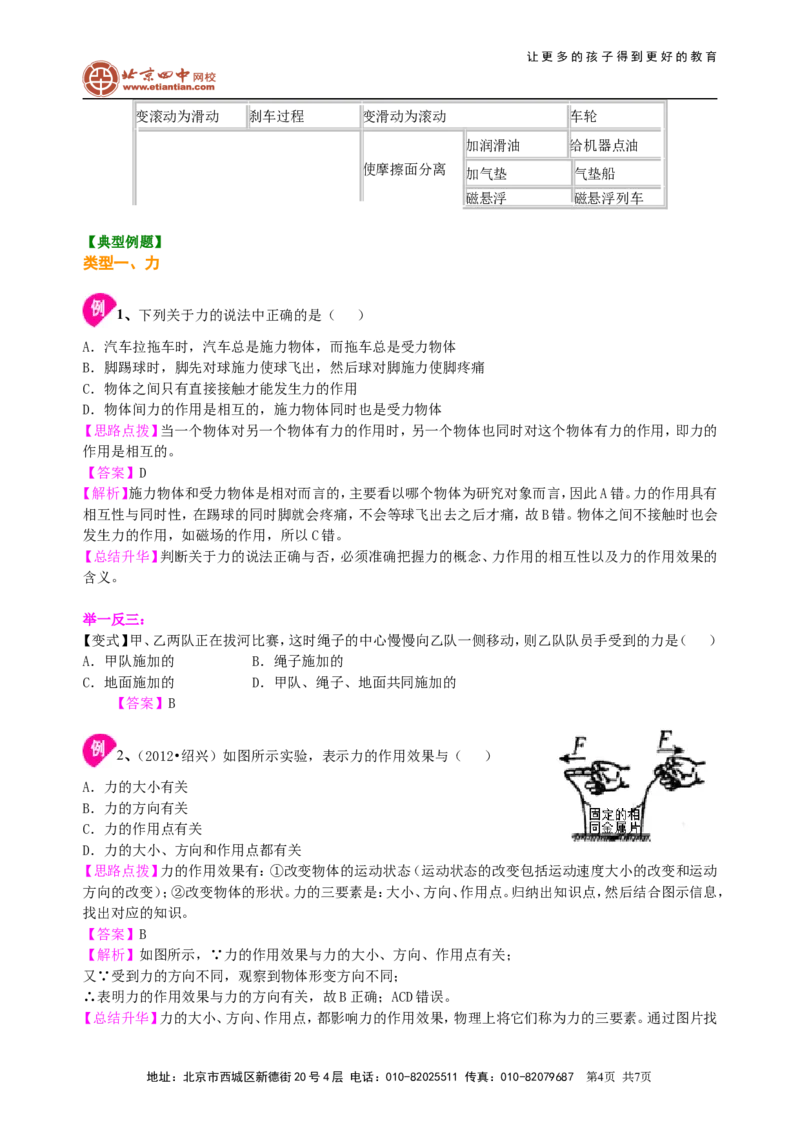 中考总复习：重力、弹力、摩擦力（基础）知识讲解_初物_1初中物理_4中考物理总复习_12总复习：重力、弹力、摩擦力（基础）