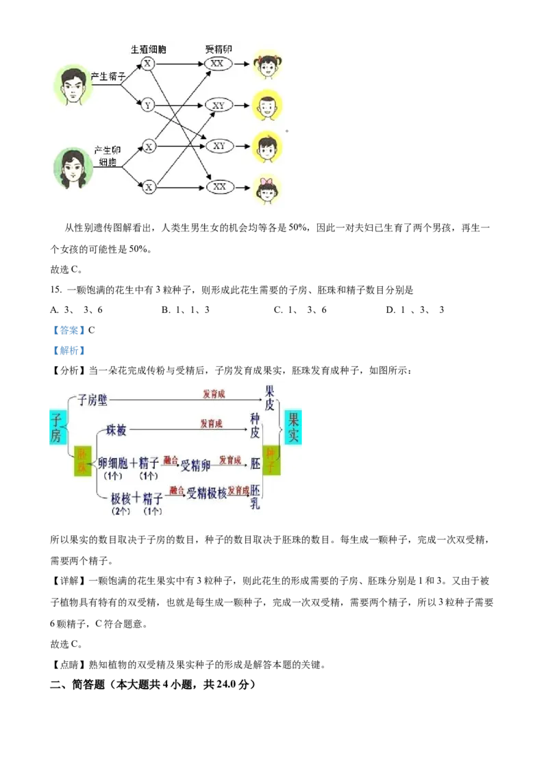 02八年级下学期期中生物试题（解析版）_初中全科电子版试卷练习试题_生物_生物8下练习_人教生物8年级下期中试卷10份