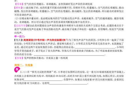 中考冲刺：声光热实验（提高）知识讲解_初物_1初中物理_4中考物理总复习_39中考冲刺：声光热实验（提高）