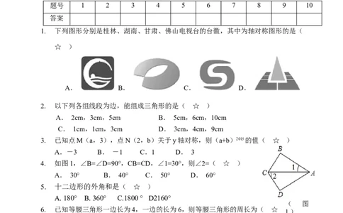 04人教版八年级上期中数学试卷（含答案）_初中全科电子版试卷练习试题_数学_8上初中人教版数学练习、试卷_人教数学八年级上期中试卷（021份）